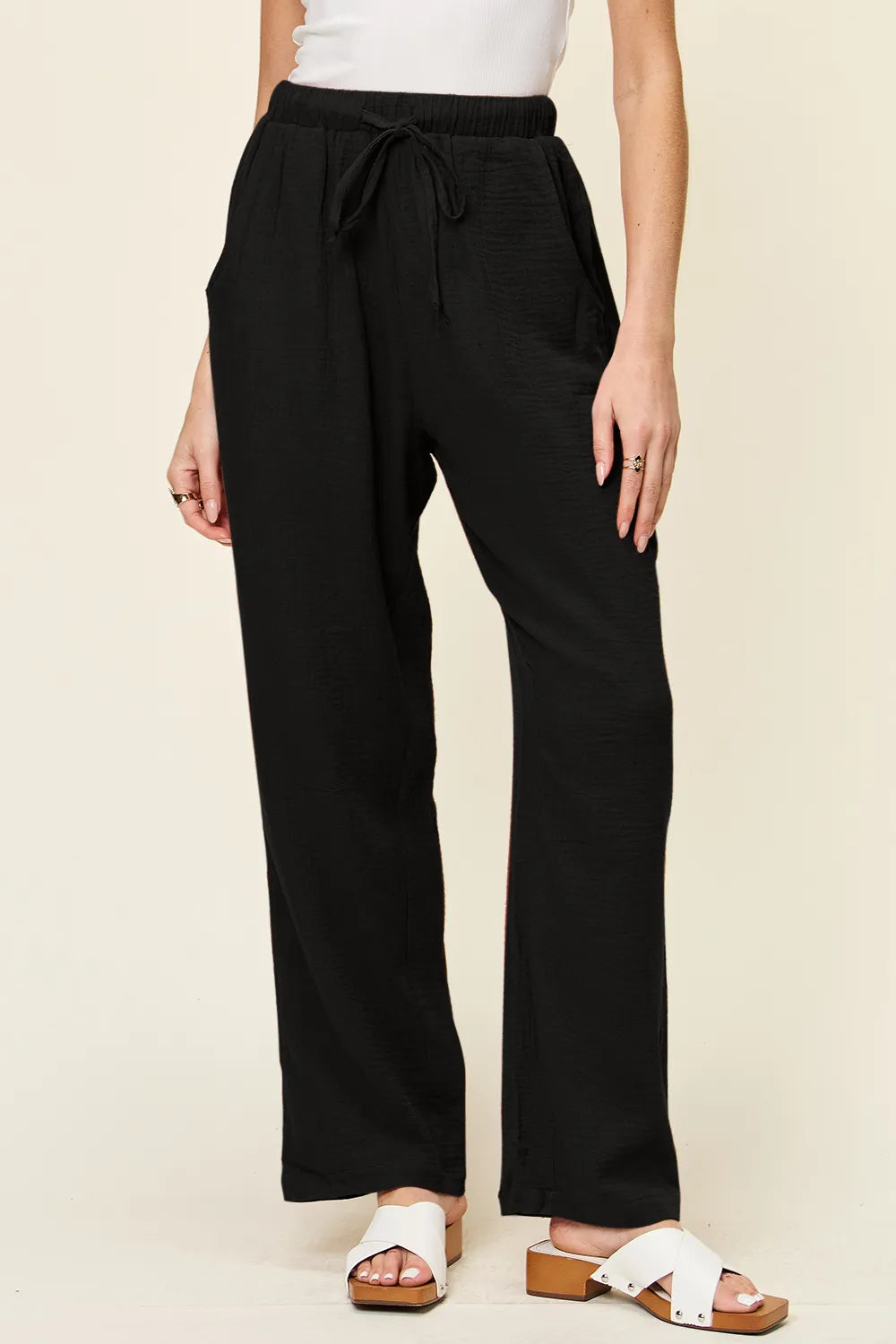 Double Take Full Size Texture Drawstring Straight Pants – Trendsi | ClozArt