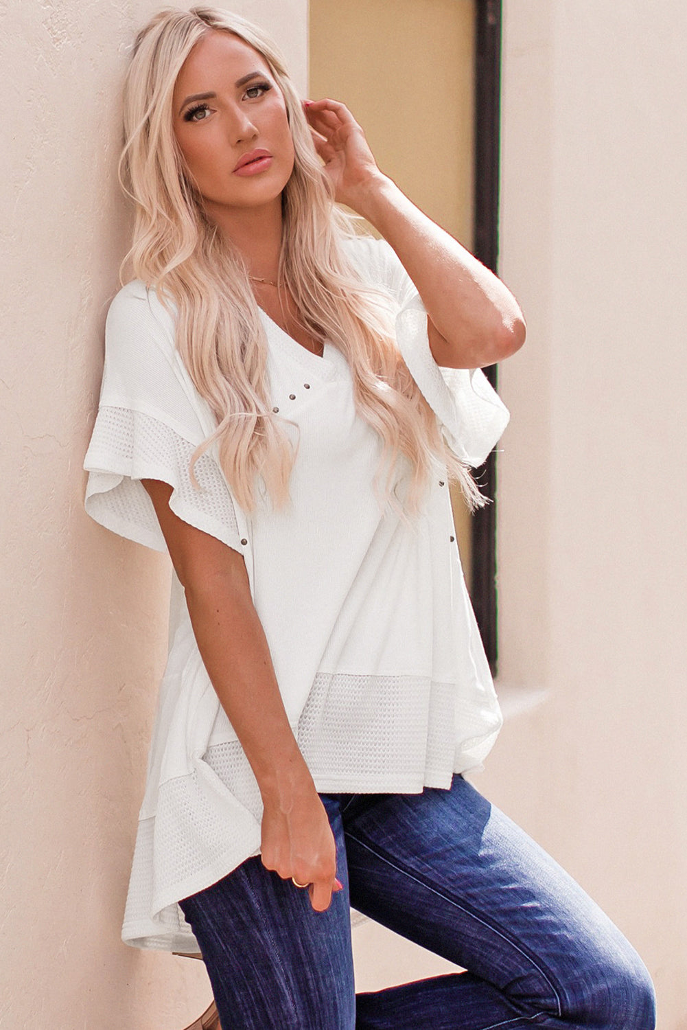Flutter Sleeve High-Low Top – Trendsi | ClozArt