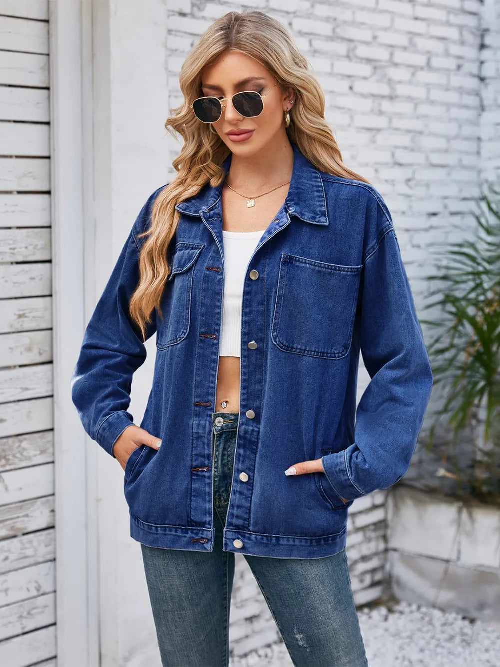 Pocketd Button Up Detachable Hooded Denim Jacket – Trendsi | ClozArt