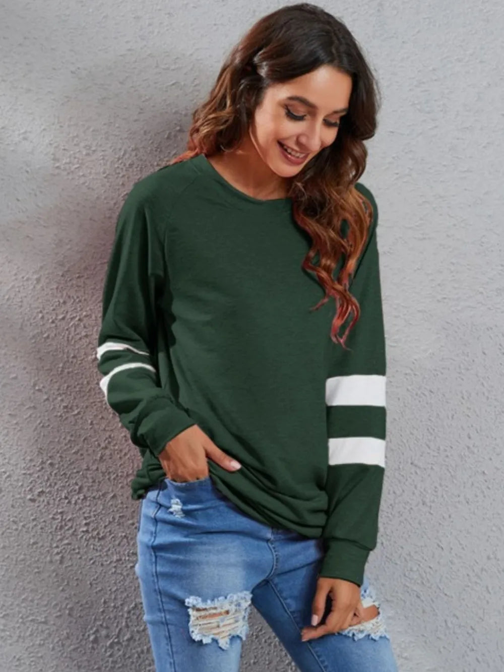 Full Size Striped Round Neck Long Sleeve T-Shirt – Trendsi | ClozArt