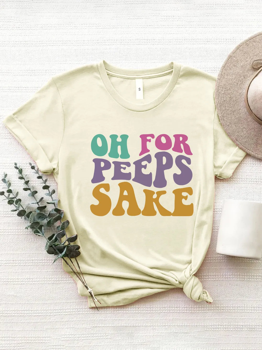 OH FOR PEEPS SAKE Round Neck T-Shirt – Trendsi | ClozArt