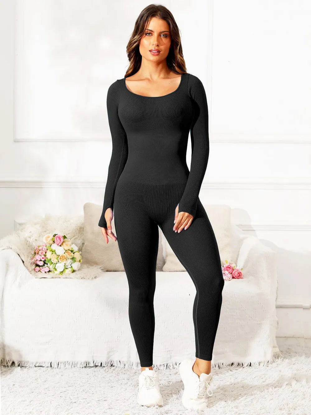 Scoop Neck Long Sleeve Active Jumpsuit – Trendsi | ClozArt