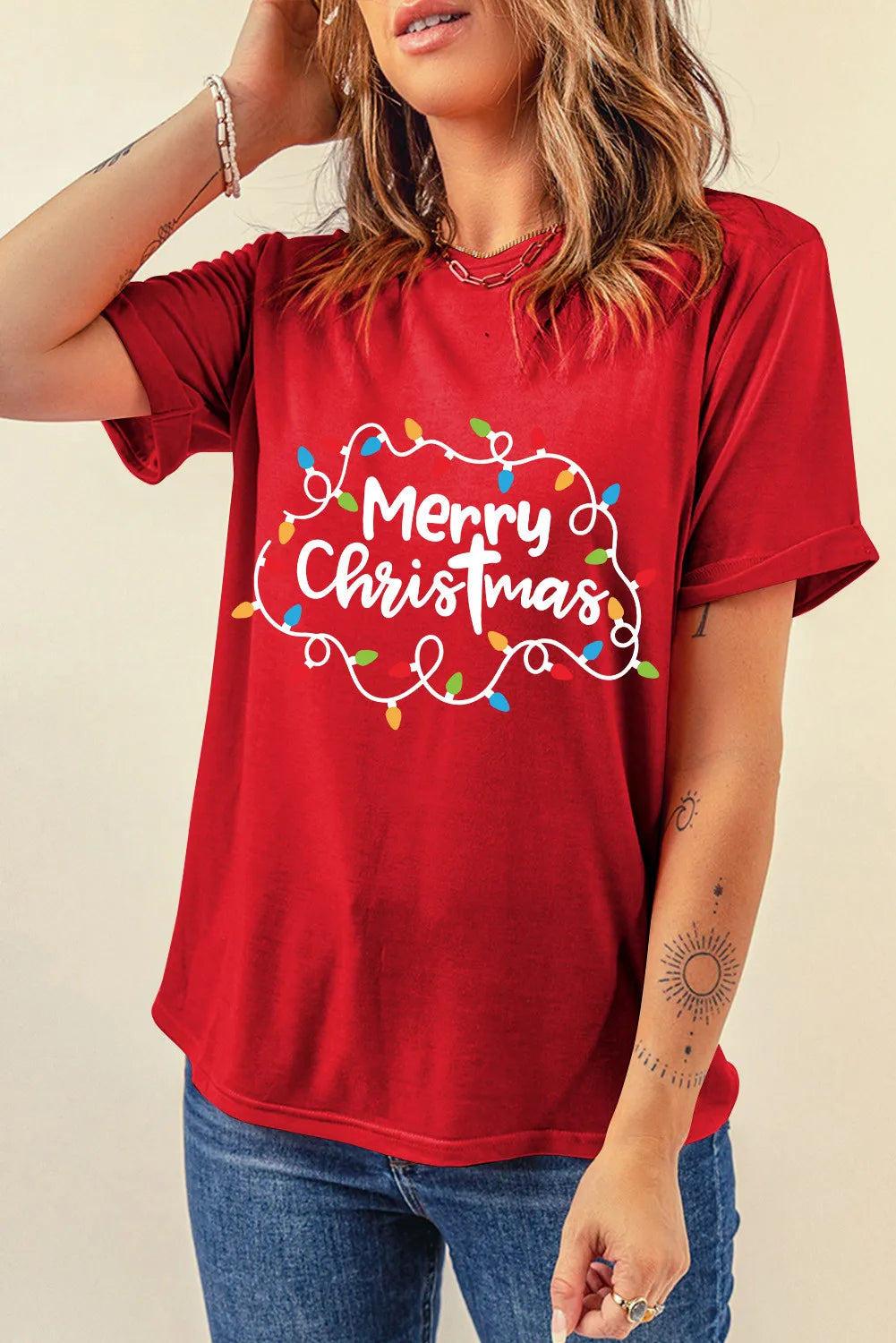 MERRY CHRISTMAS Round Neck Short Sleeve T-Shirt – Trendsi | ClozArt