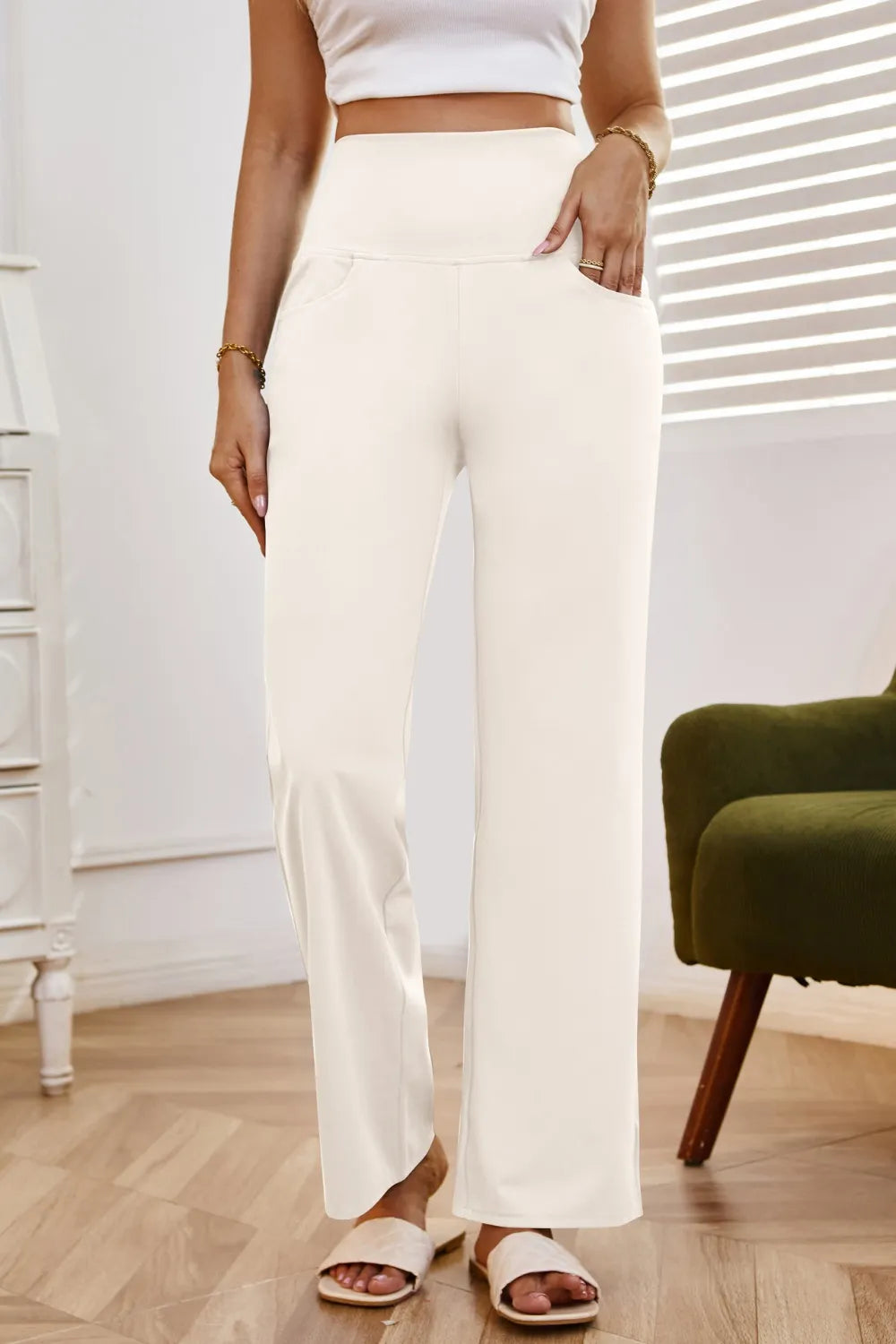 High Waist Wide Leg Pants with Pockets – Trendsi | ClozArt