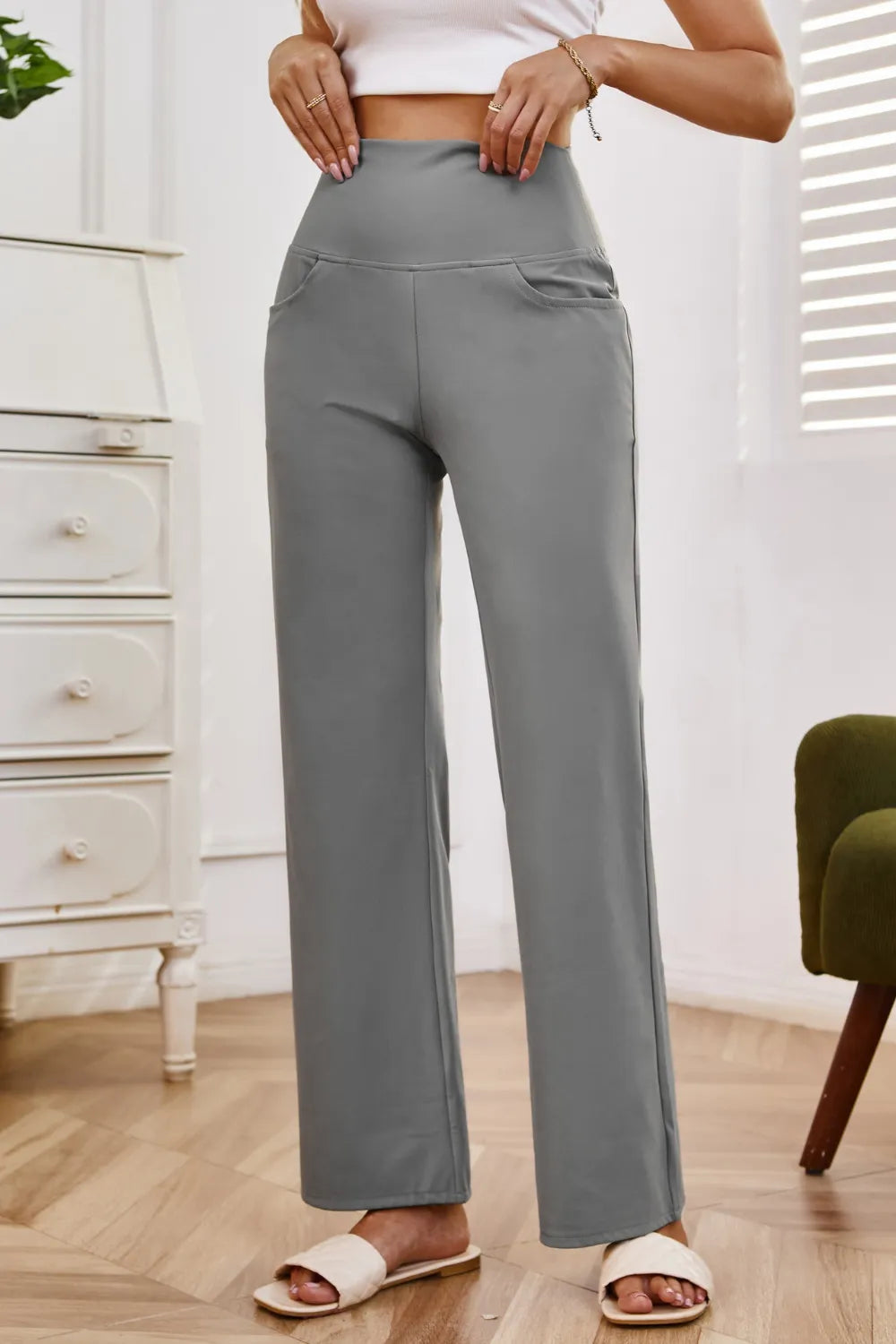 High Waist Wide Leg Pants with Pockets – Trendsi | ClozArt