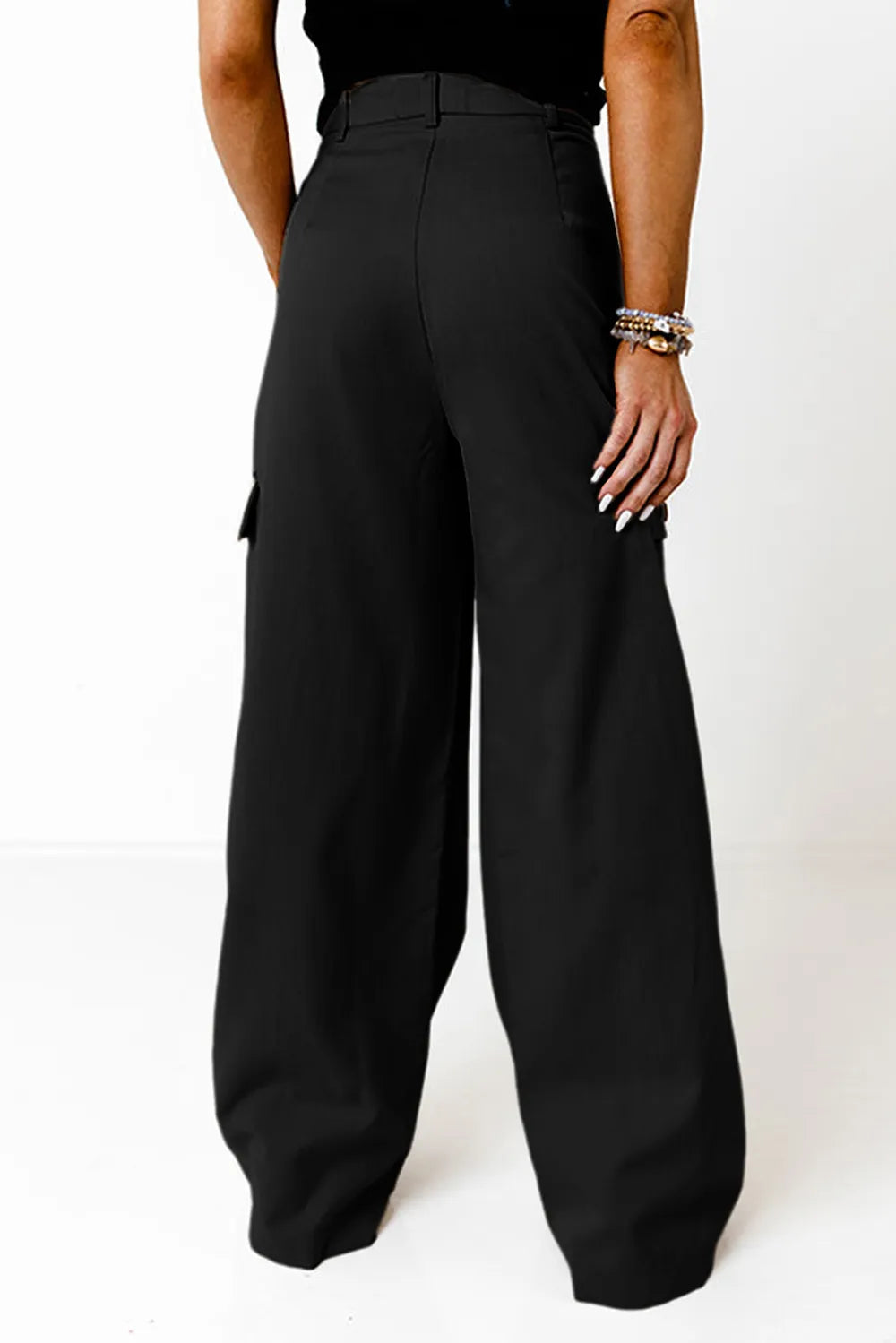Ruched Wide Leg Pants with Pockets – Trendsi | ClozArt