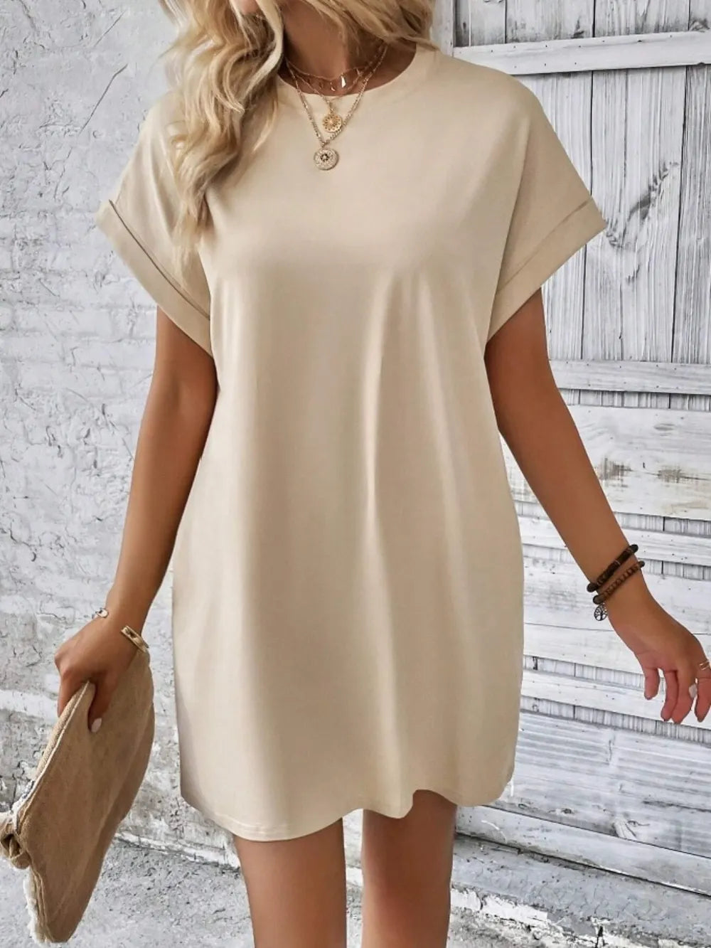 Pocketed Round Neck Short Sleeve Dress – Trendsi | ClozArt