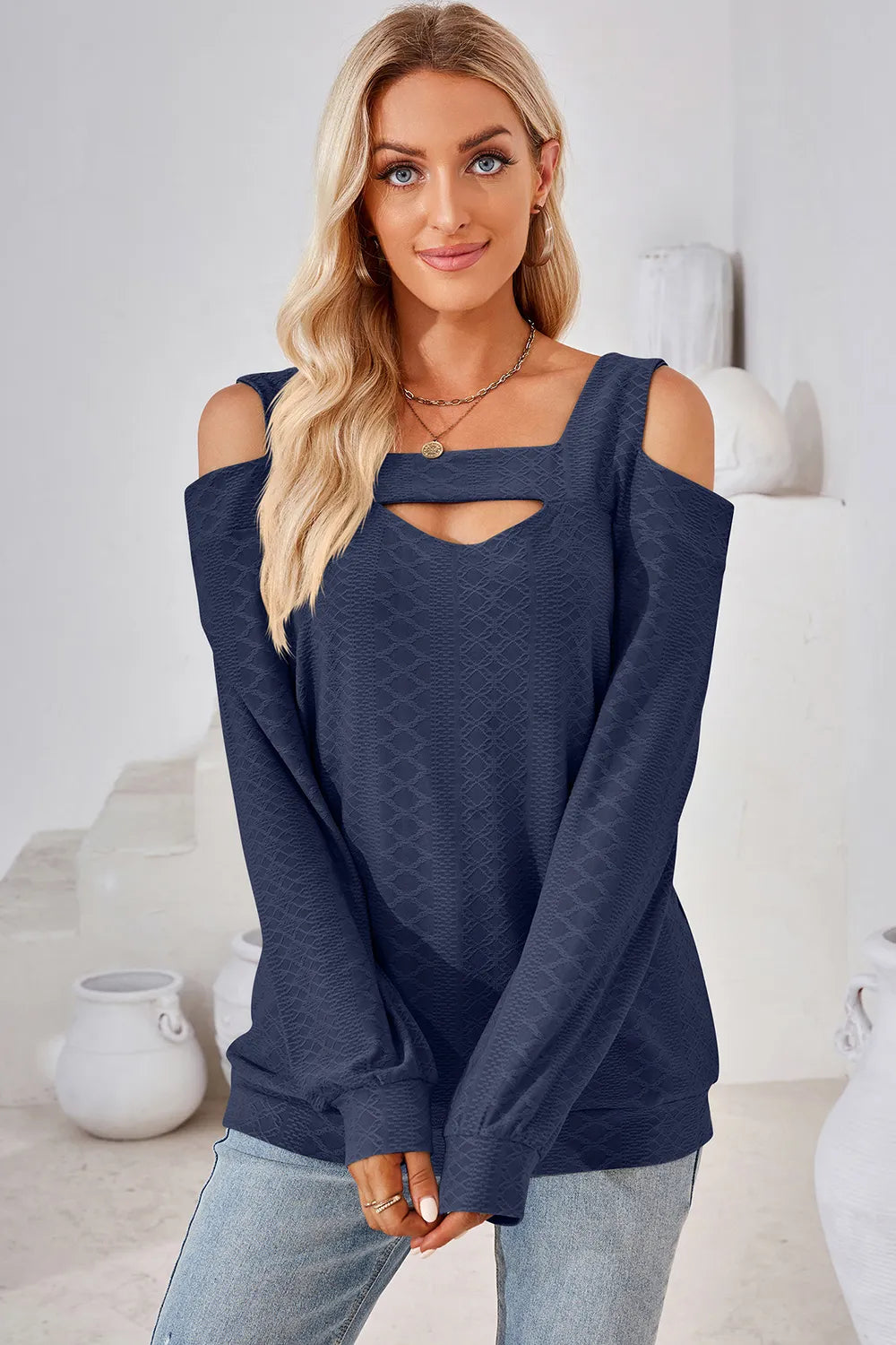 Cutout Square Neck Cold Shoulder T-Shirt – Trendsi | ClozArt