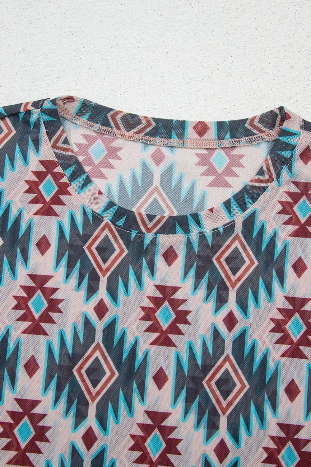 Western Aztec Print Mesh Slim T Shirt – Trendsi | ClozArt