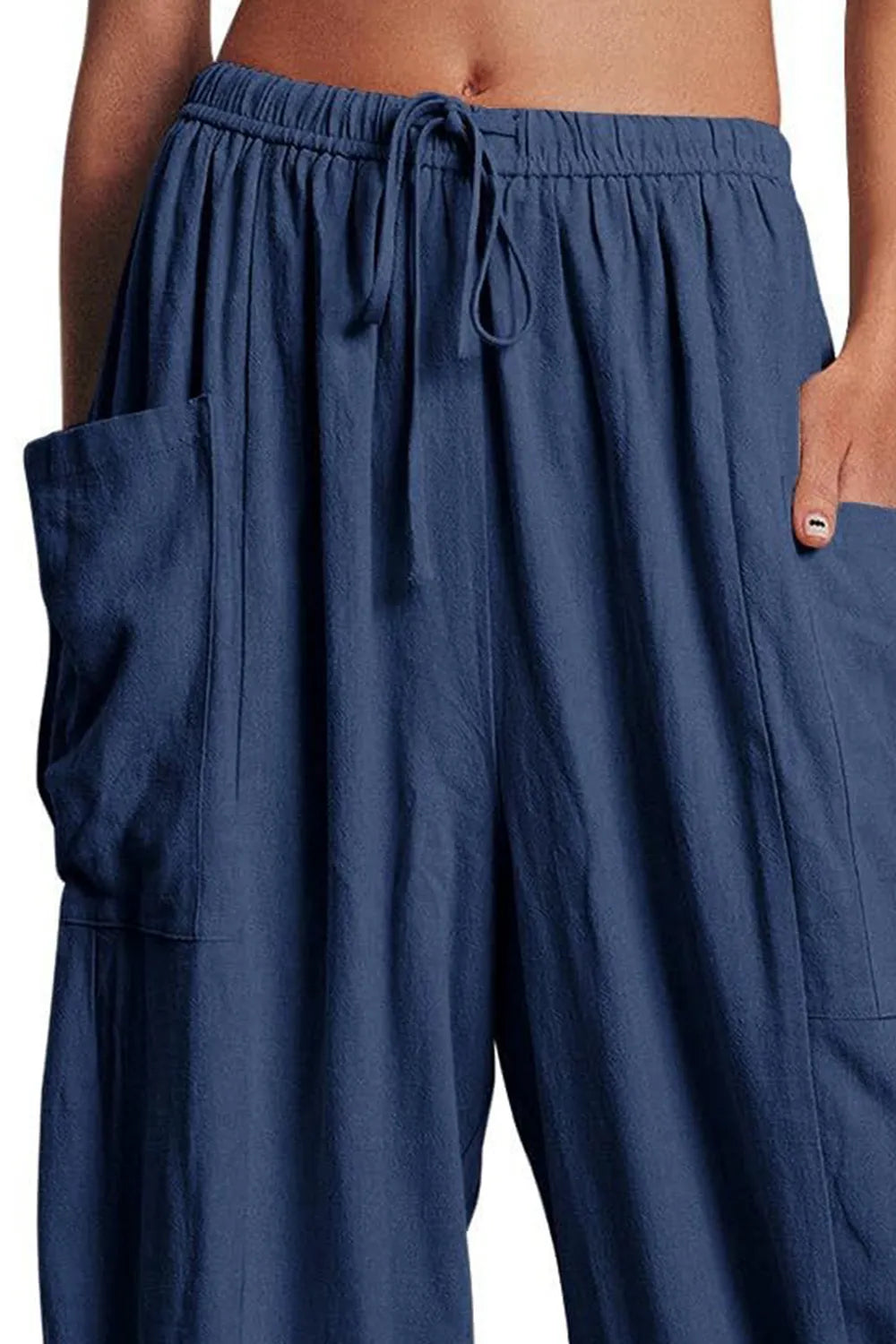Full Size Pocketed Drawstring Wide Leg Pants – Trendsi | ClozArt