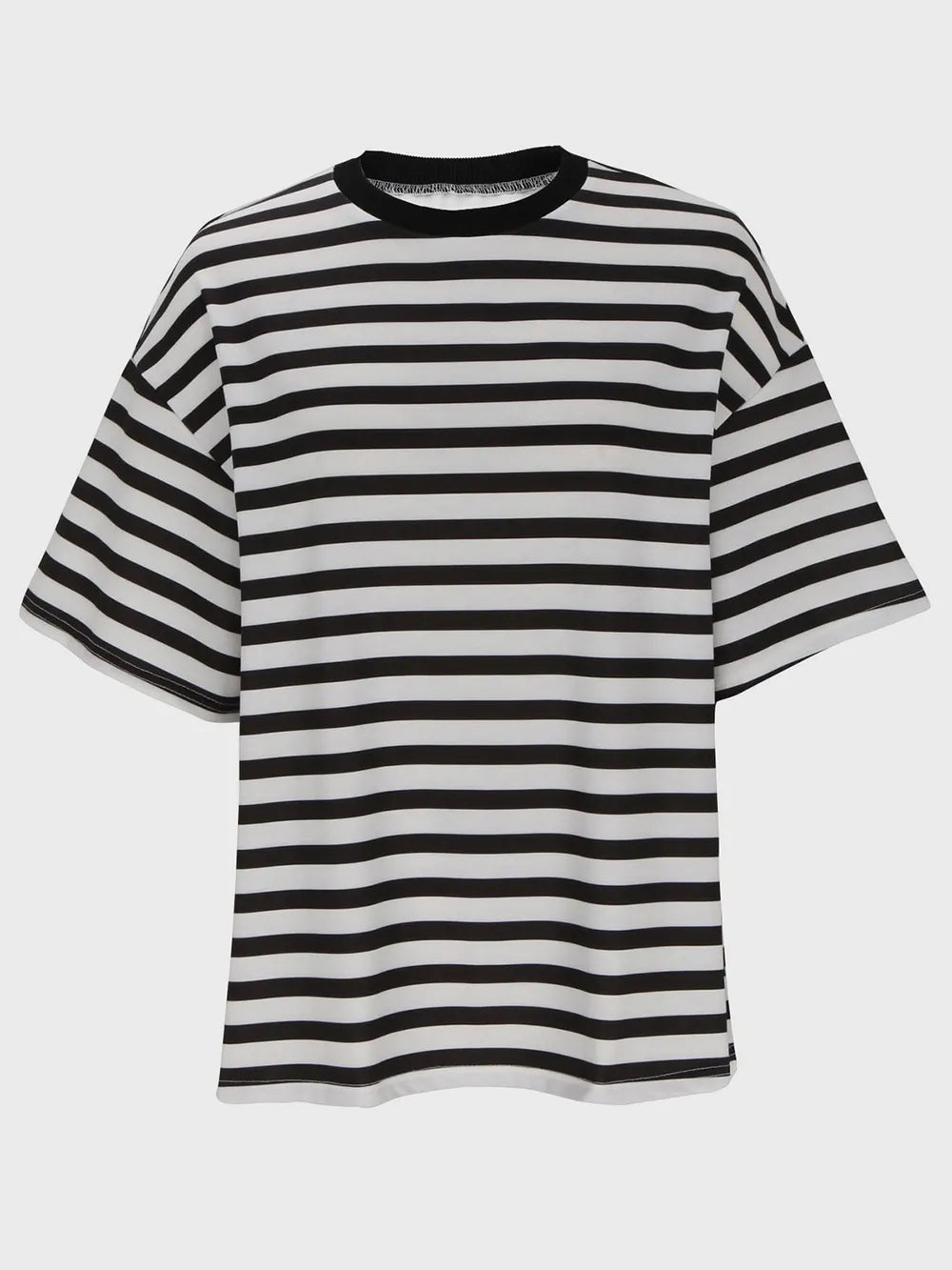 Striped Round Neck Half Sleeve T-Shirt – Trendsi | ClozArt