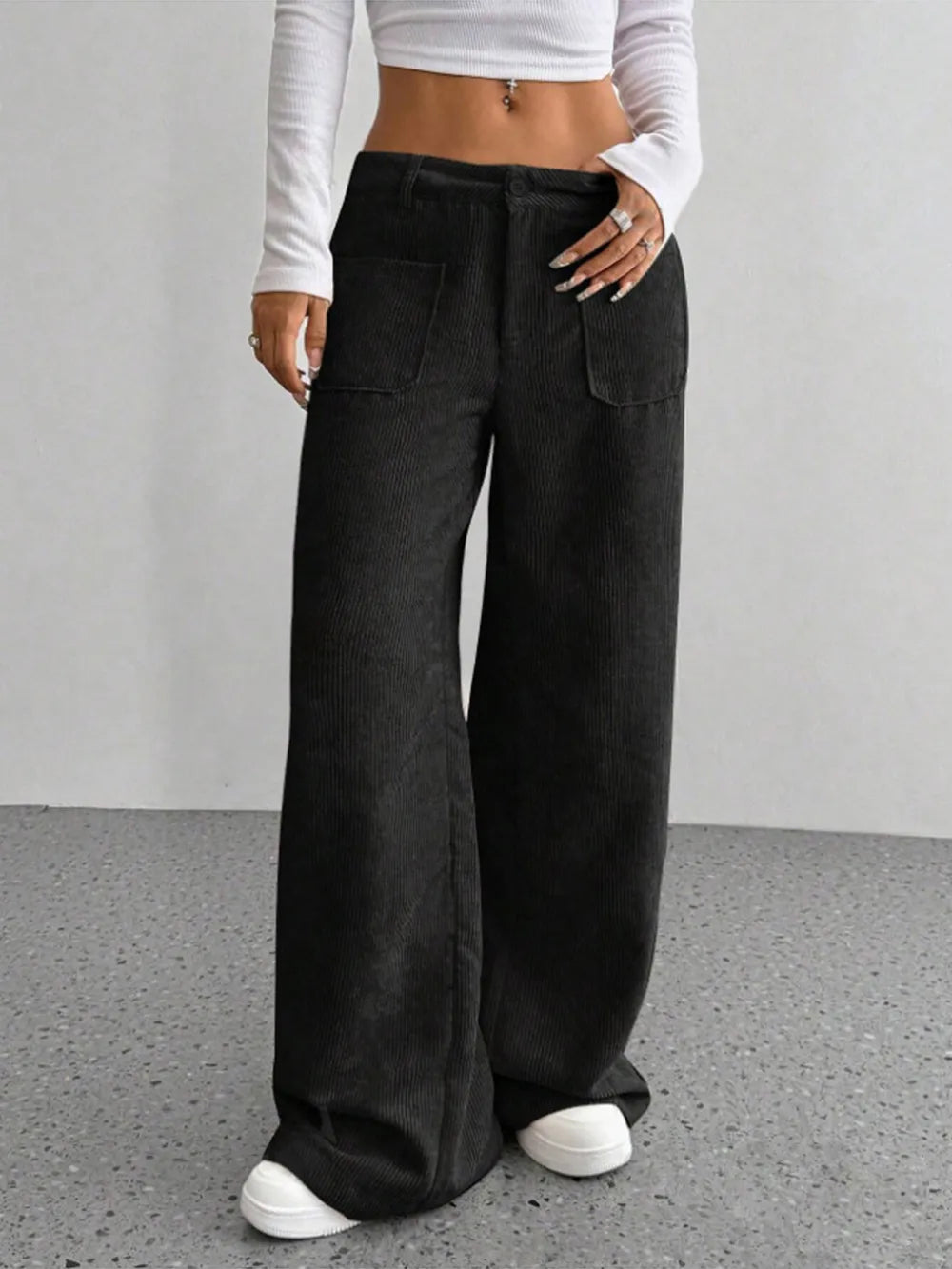 Wide Leg Pants with Pockets – Trendsi | ClozArt