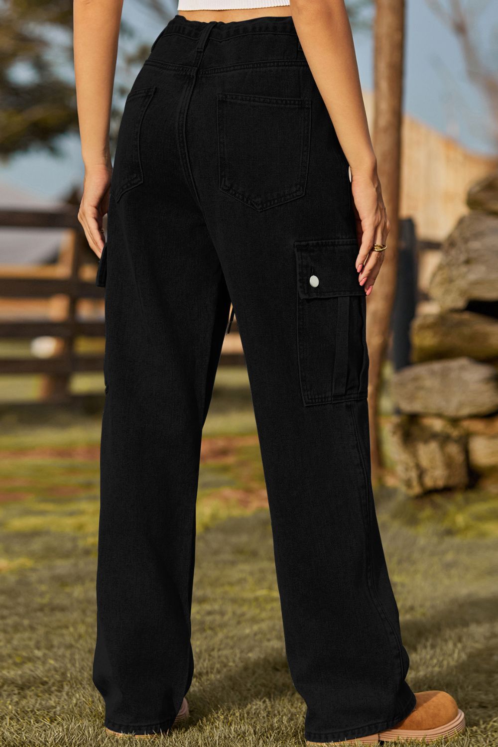 Loose Fit Drawstring Jeans with Pocket – Trendsi | ClozArt