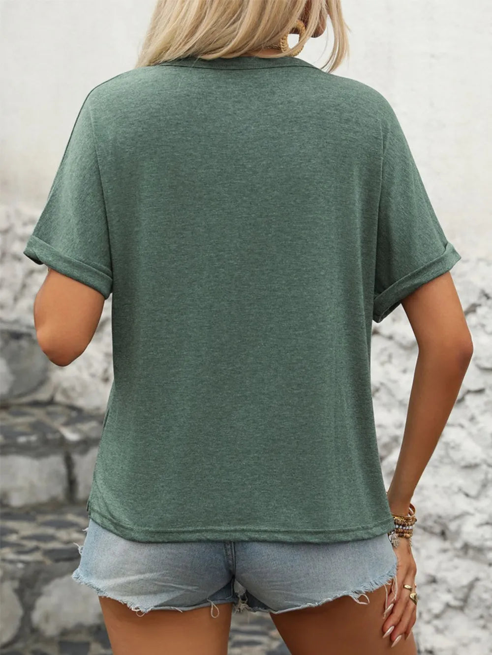 Perfee Half Button Short Sleeve T-Shirt – Trendsi | ClozArt