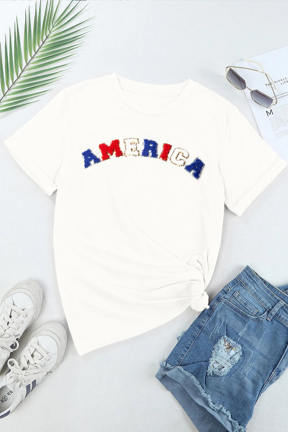 AMERICA Round Neck Short Sleeve T-Shirt – Trendsi | ClozArt
