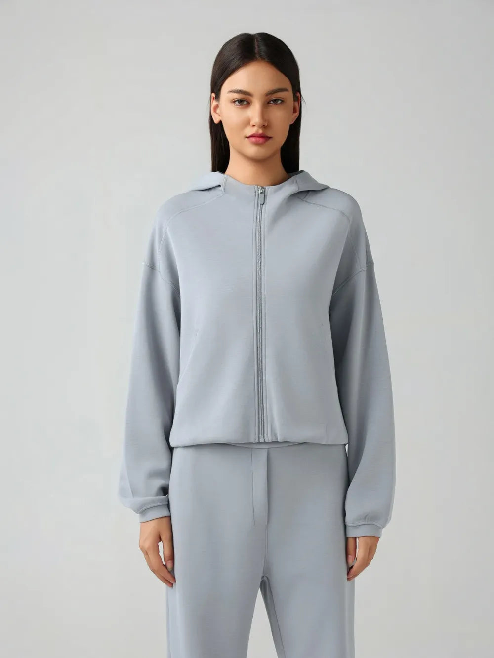 Millennia Zip Up Dropped Shouder Active Hooded – Trendsi | ClozArt