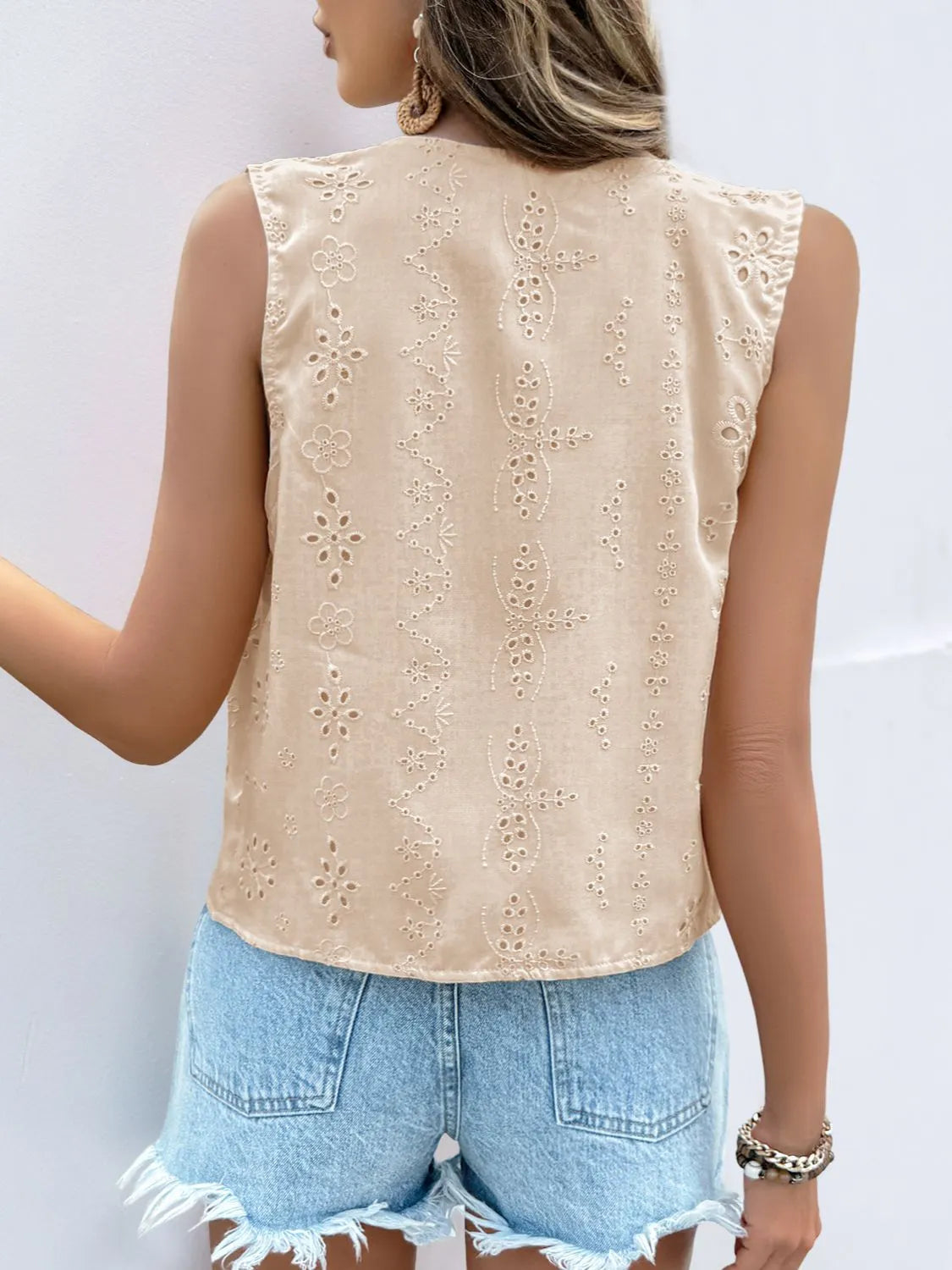 Eyelet Open Front Vest – Trendsi | ClozArt