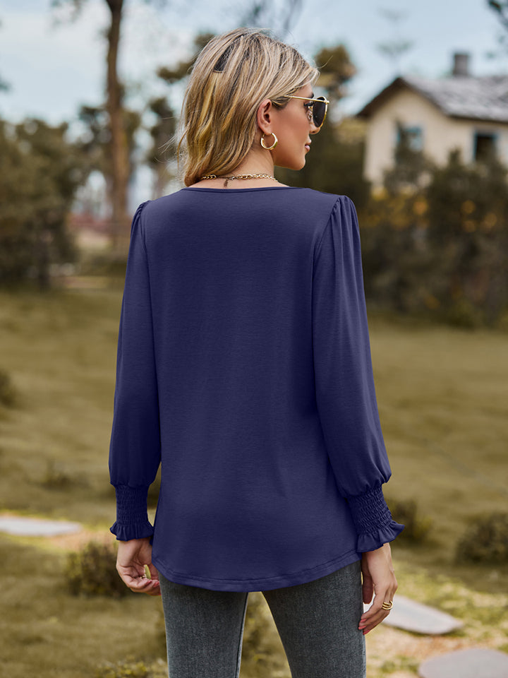 Puff Sleeve Pleated Blouse – Trendsi | ClozArt