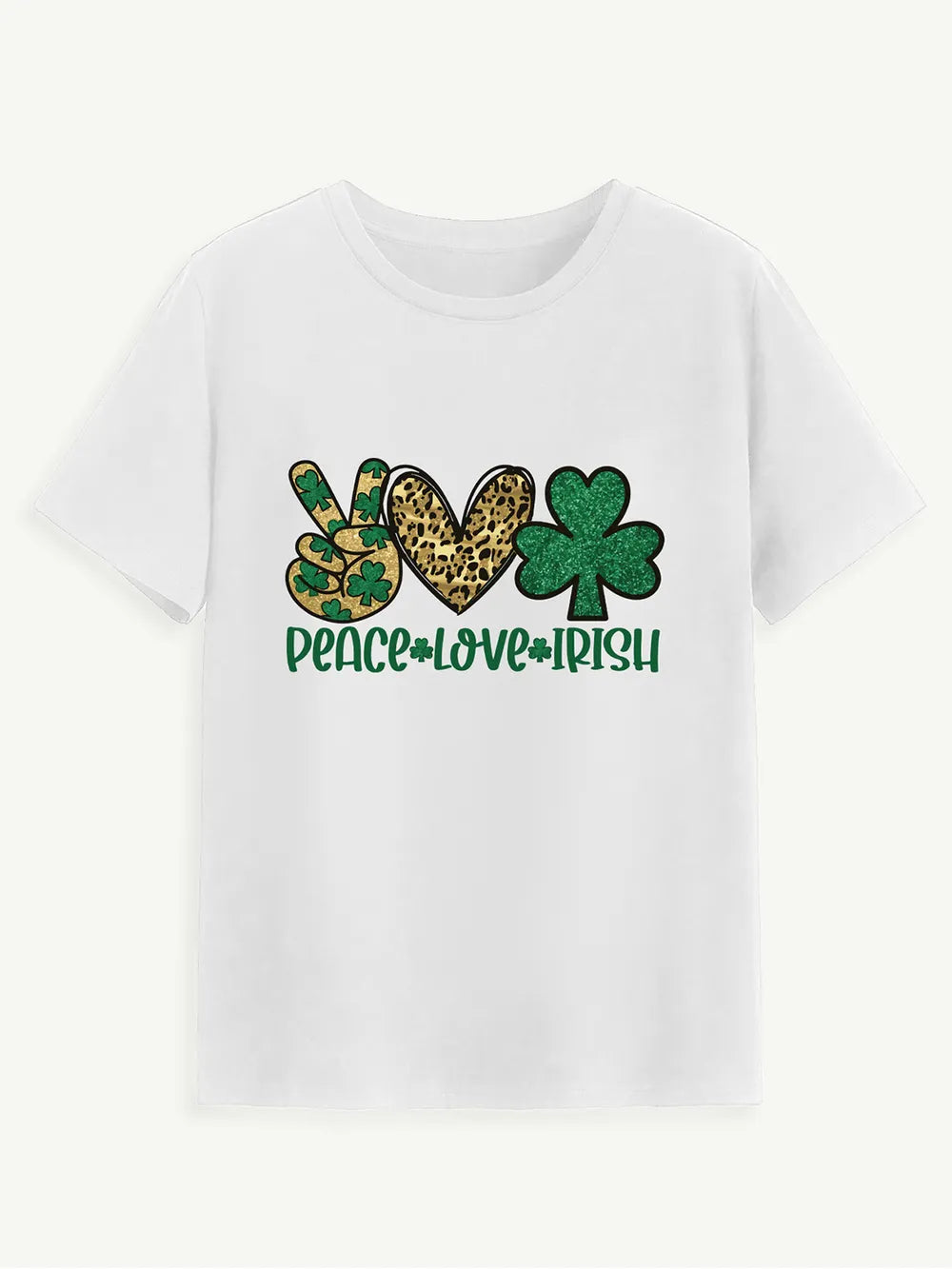 PEACE LOVE IRISH Round Neck Short Sleeve T-Shirt – Trendsi | ClozArt