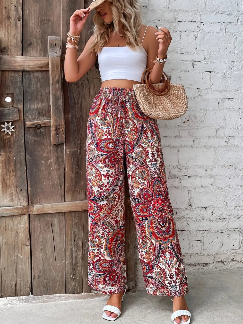 Printed Wide Leg Pants – Trendsi | ClozArt