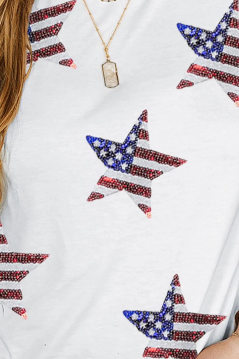 Plus Size Sequin Star Round Neck Short Sleeve T-Shirt – Trendsi | ClozArt