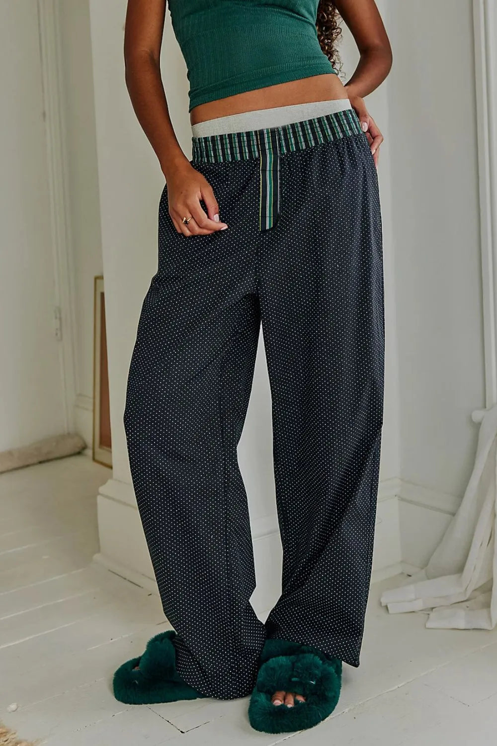 Polka Dot Elastic Waist Wide Leg Pants – Trendsi | ClozArt