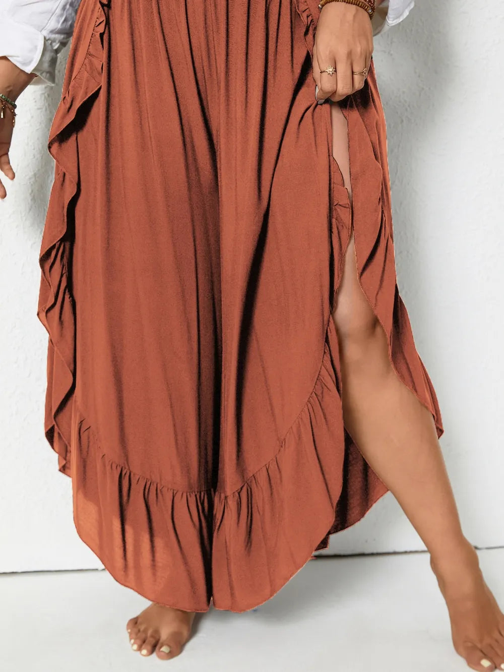 Plus Size Ruffled Wide Leg Pants – Trendsi | ClozArt