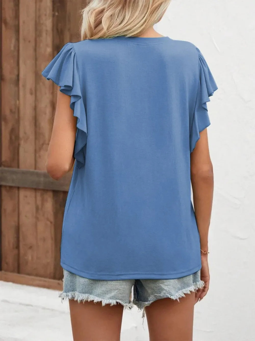 Full Size Ruffled Notched Cap Sleeve T-Shirt – Trendsi | ClozArt