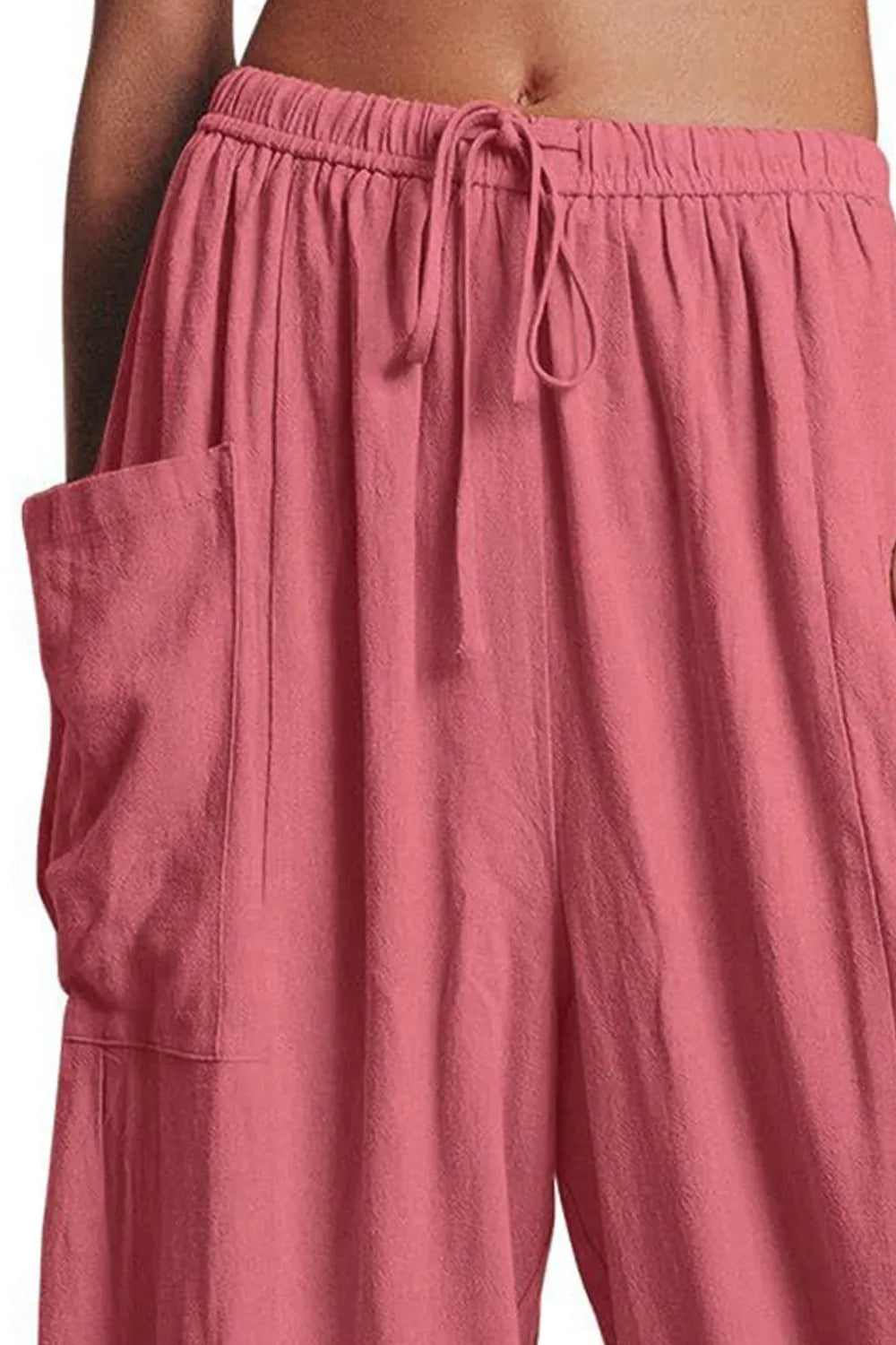 Full Size Pocketed Drawstring Wide Leg Pants – Trendsi | ClozArt