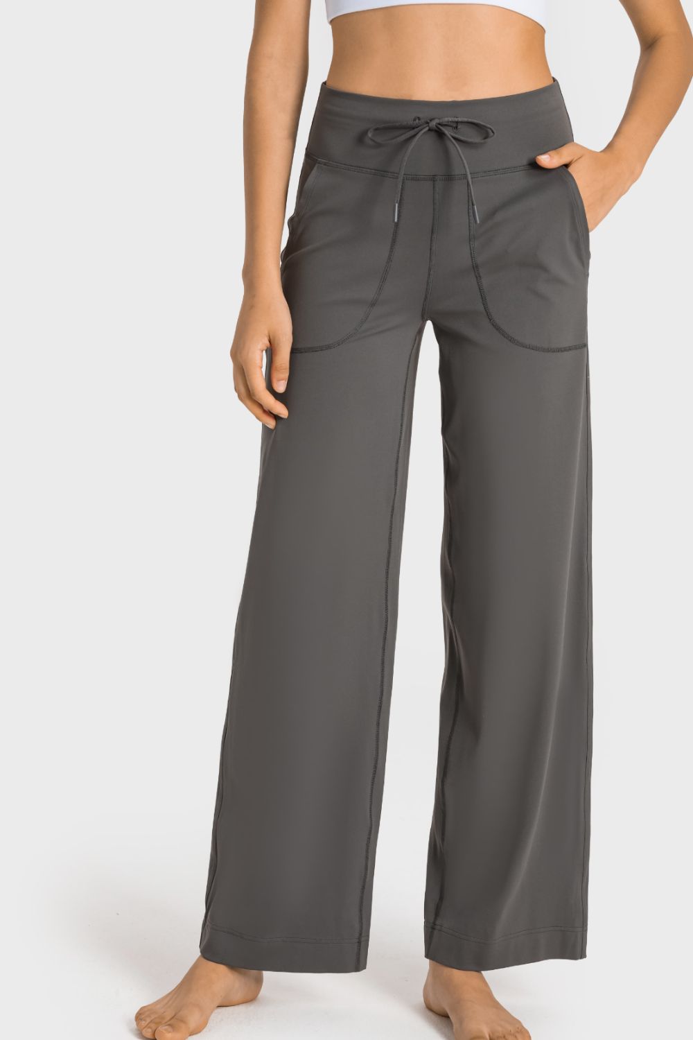 Millennia Drawstring Waist Wide Leg Sports Pants with Pockets – Trendsi | ClozArt