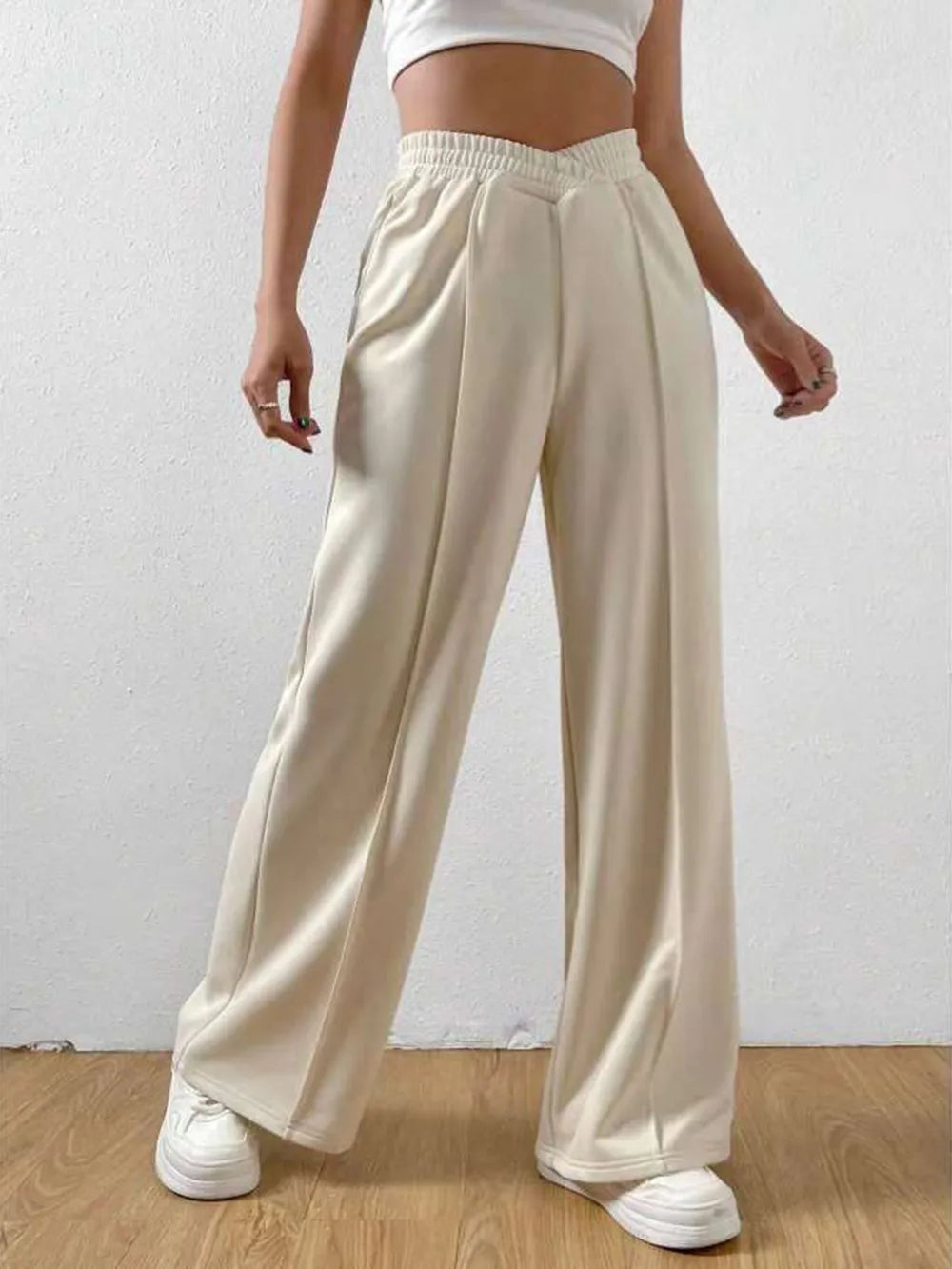 Elastic Waist Wide Leg Pants – Trendsi | ClozArt
