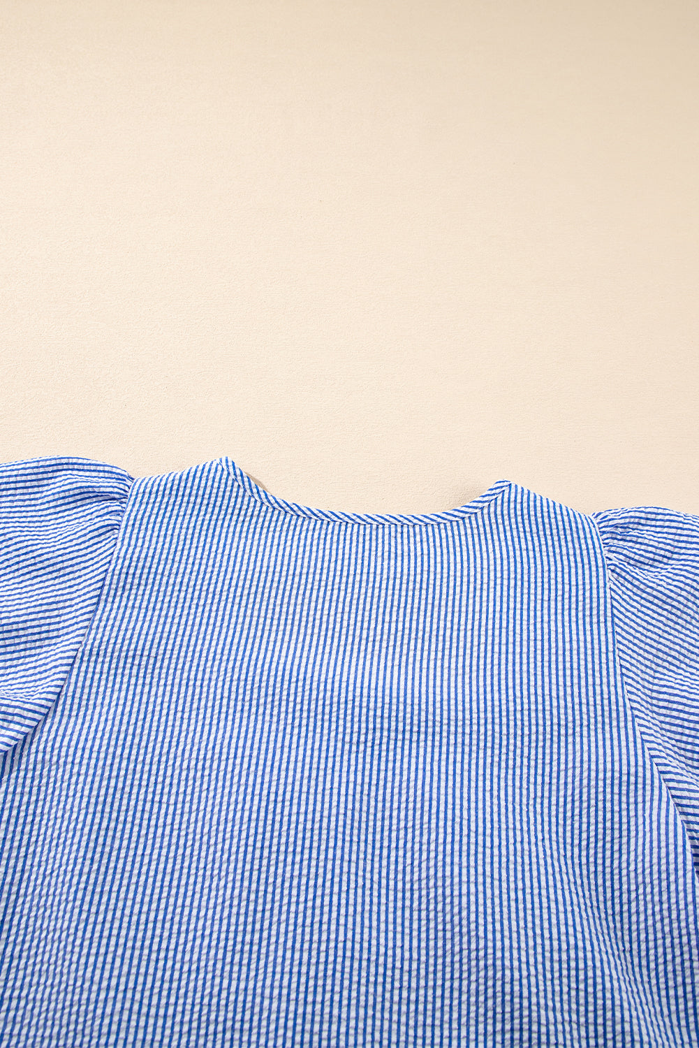 Sky Blue Striped Crochet Applique Boho Blouse – Shewin | ClozArt