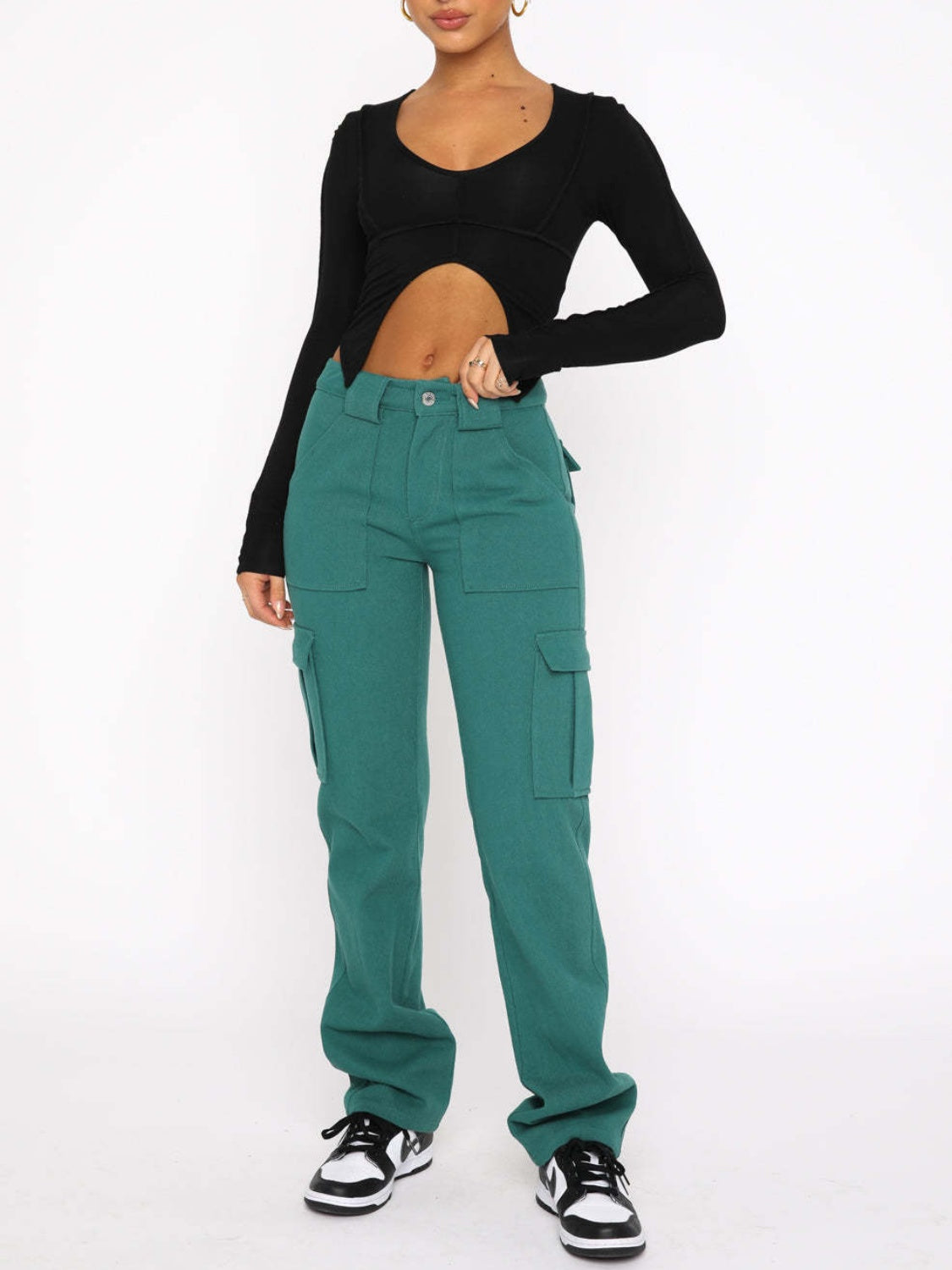 Straight Leg Cargo Pants – Trendsi | ClozArt