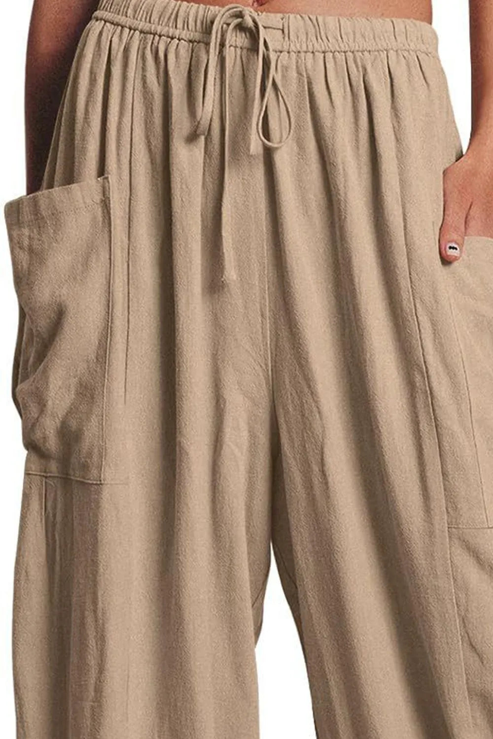 Full Size Pocketed Drawstring Wide Leg Pants – Trendsi | ClozArt