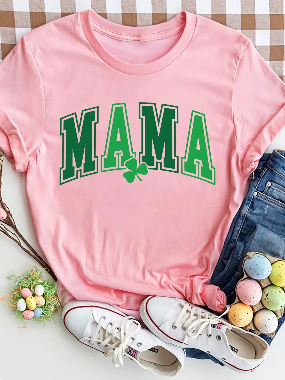 MAMA Round Neck Short Sleeve T-Shirt – Trendsi | ClozArt