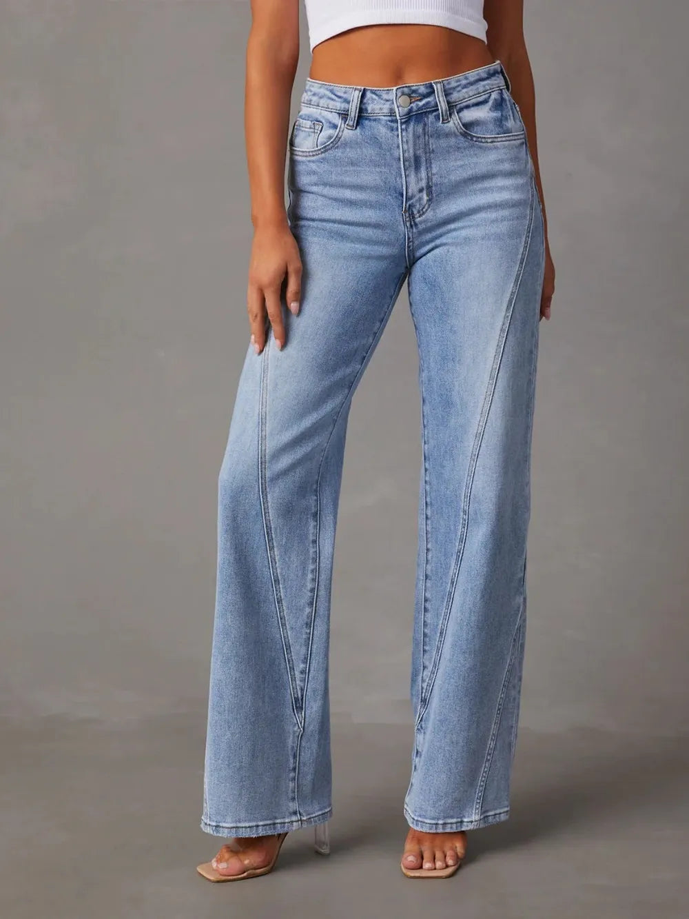 High Waist Straight Jeans with Pockets – Trendsi | ClozArt
