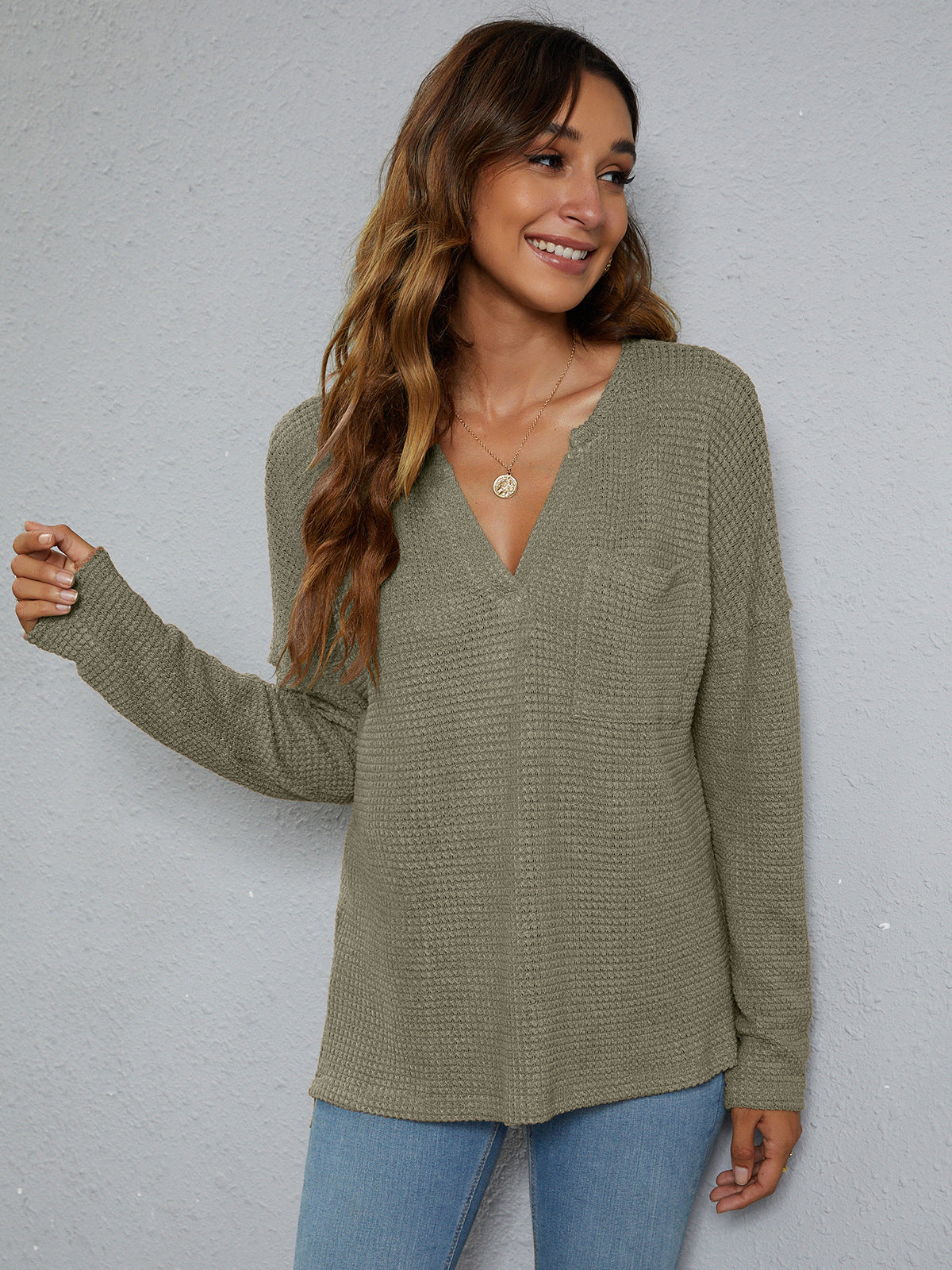 Dropped Shoulder High-Low Waffle-Knit Top – Trendsi | ClozArt