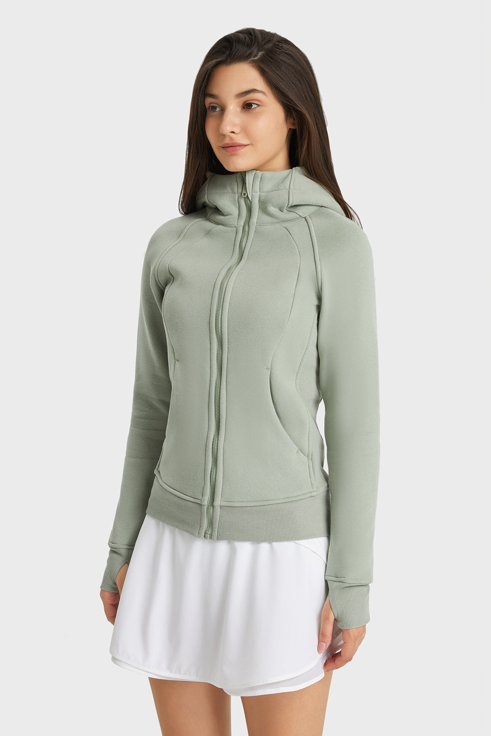 Millennia Zip Up Seam Detail Hooded Sports Jacket – Trendsi | ClozArt
