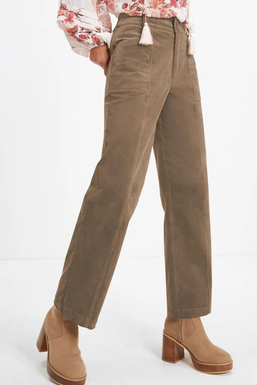 Half Elastic Waist Straight Pants – Trendsi | ClozArt