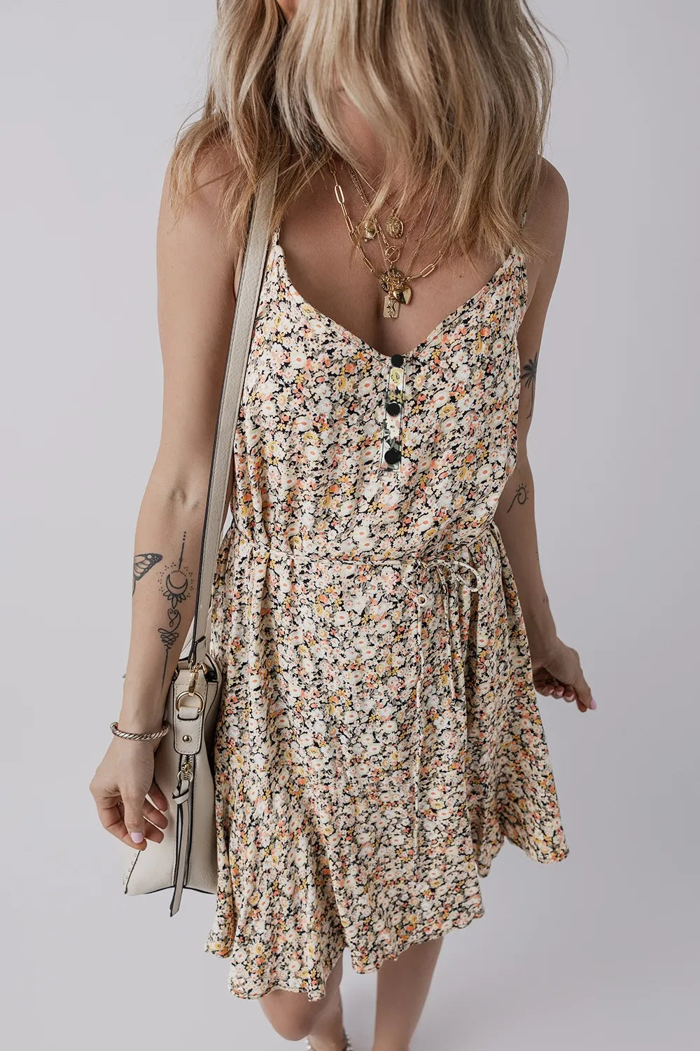 Boho Floral Printed Tie Waist Flared Sundress – Trendsi | ClozArt