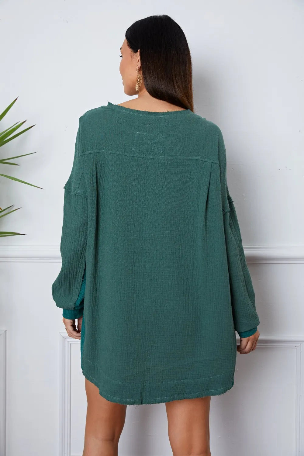 Half Button Up Round Neck Blouse – Trendsi | ClozArt