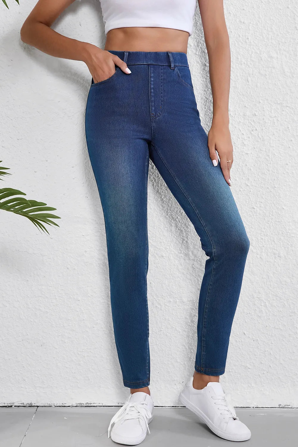 High Waist Skinny Jeans with Pockets – Trendsi | ClozArt