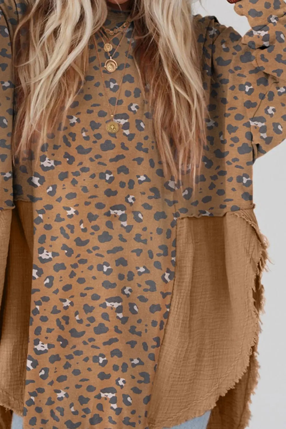 Textured Leopard Dropped Shoulder Blouse – Trendsi | ClozArt