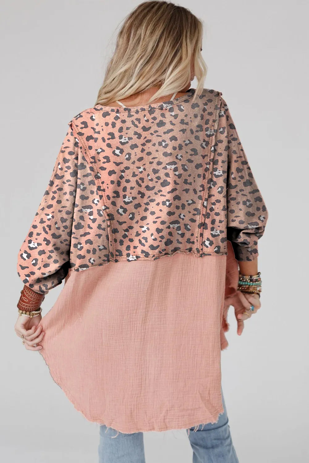 Textured Leopard Dropped Shoulder Blouse – Trendsi | ClozArt