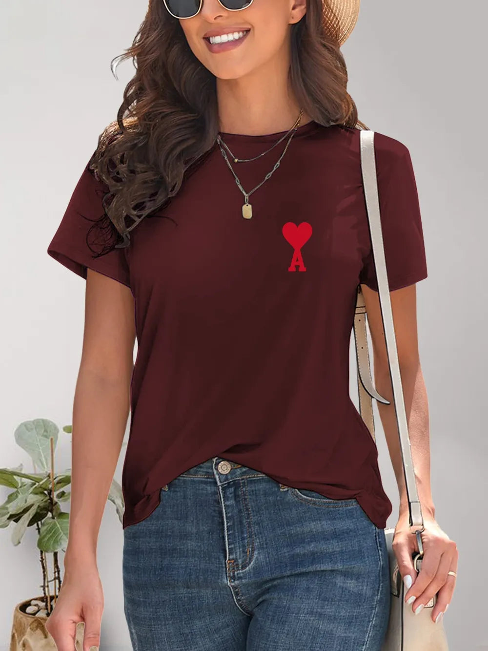 Heart Round Neck Short Sleeve T-Shirt – Trendsi | ClozArt