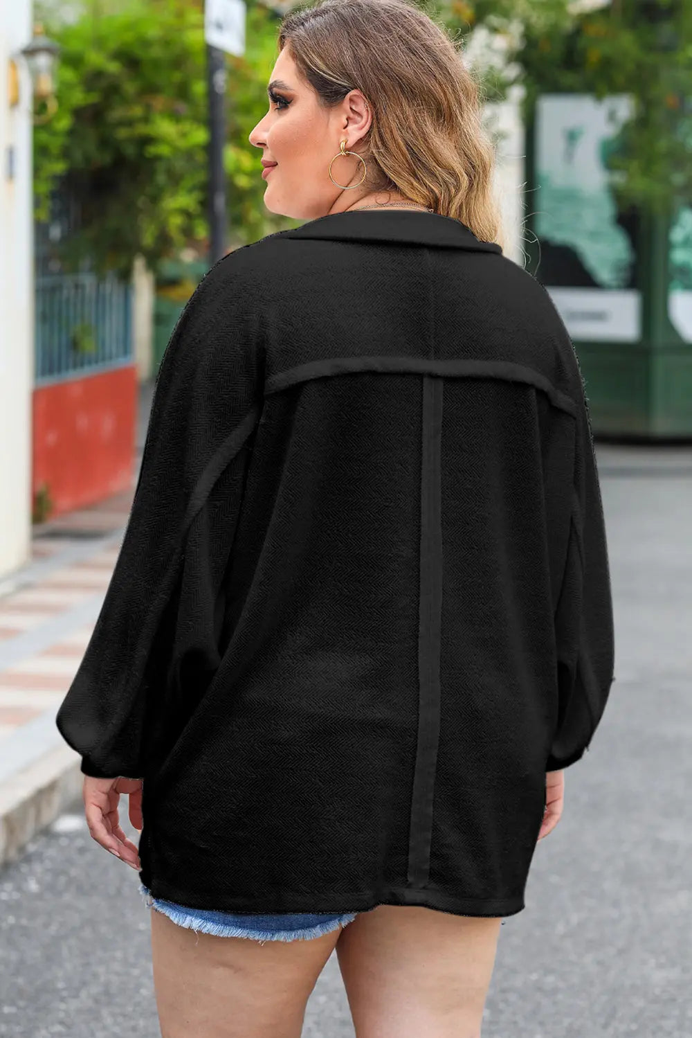 Plus Size Half Button Collared Neck Long Sleeve Blouse – Trendsi | ClozArt