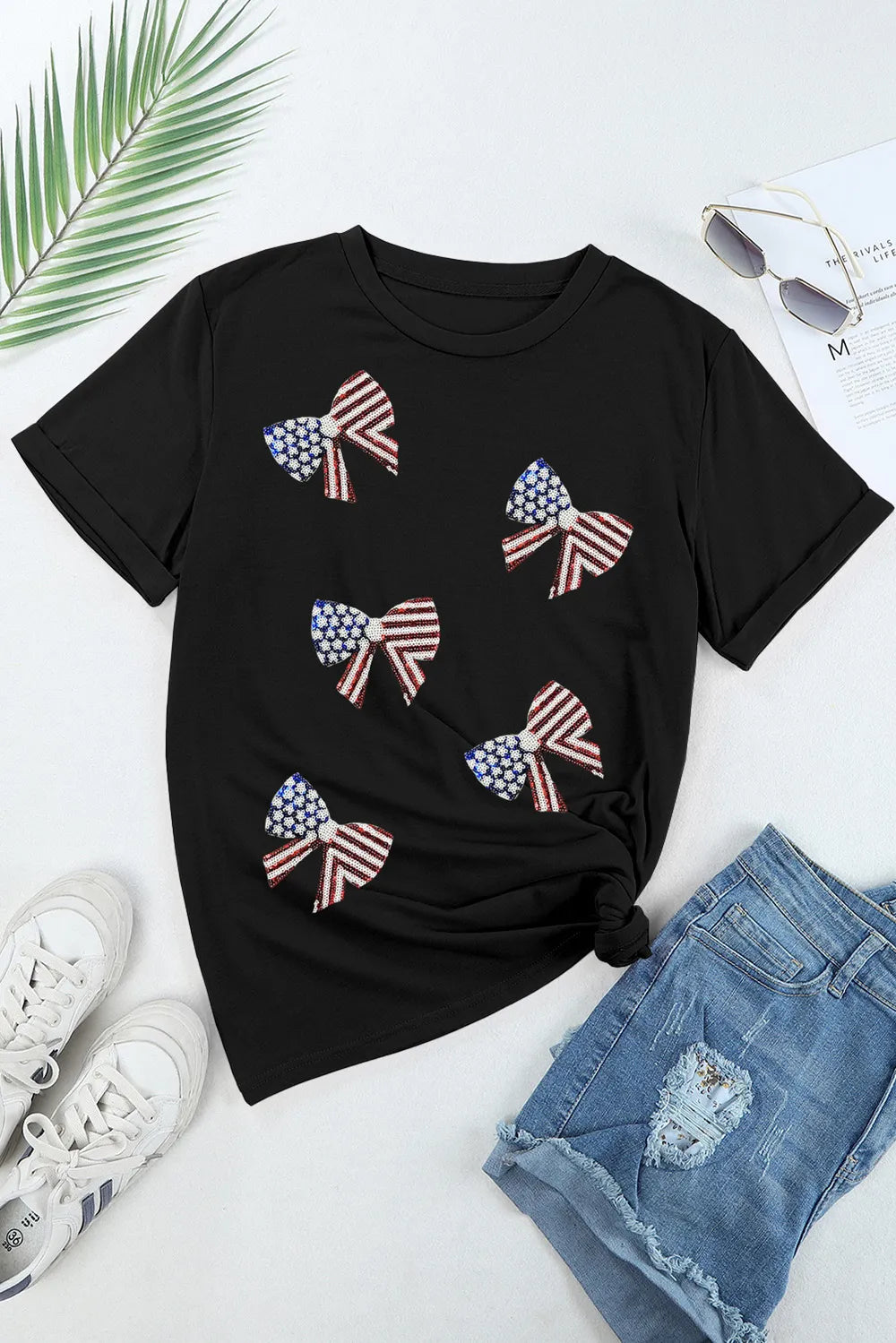 US Flag Round Neck Short Sleeve T-Shirt – Trendsi | ClozArt