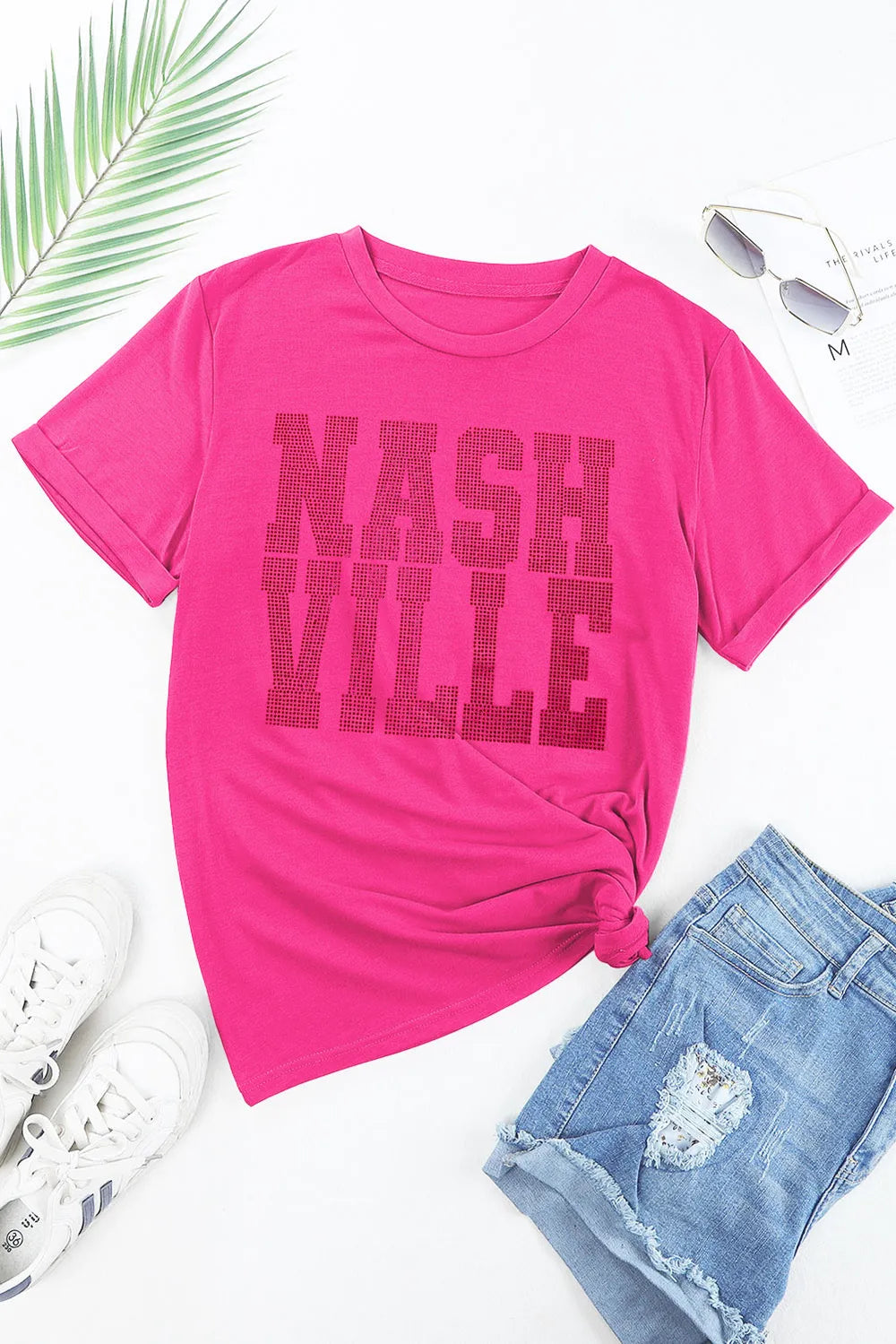 NASHVILLE Round Neck Short Sleeve T-Shirt – Trendsi | ClozArt