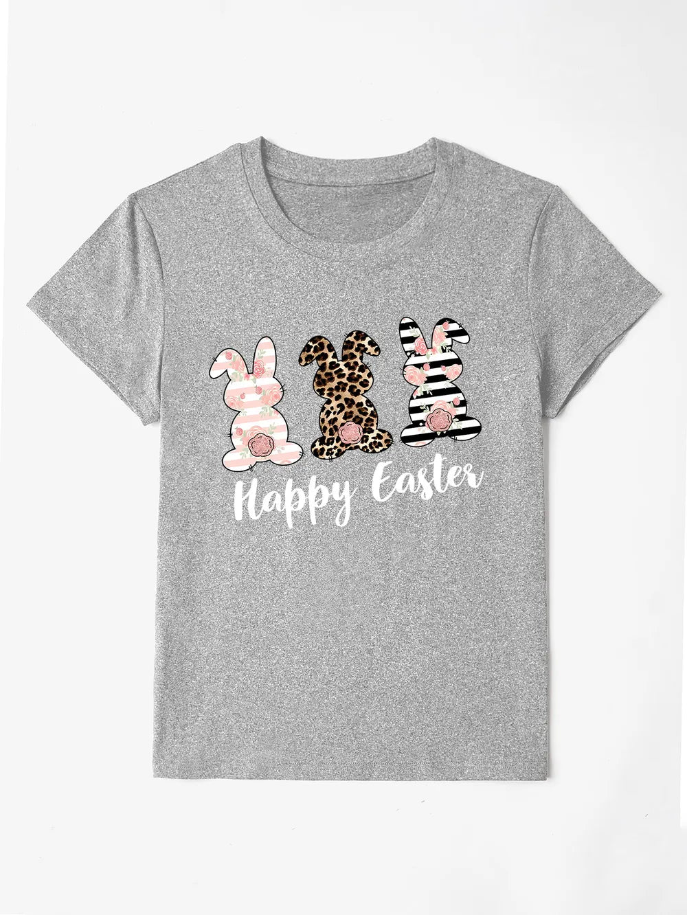 HAPPY EASTER Round Neck Short Sleeve T-Shirt – Trendsi | ClozArt