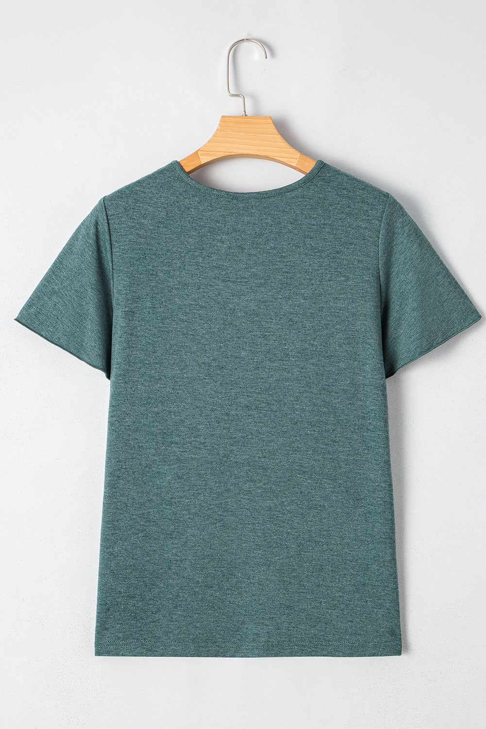 Mist Green Crisscross V Neck Flutter Sleeve T Shirt – Shewin | ClozArt